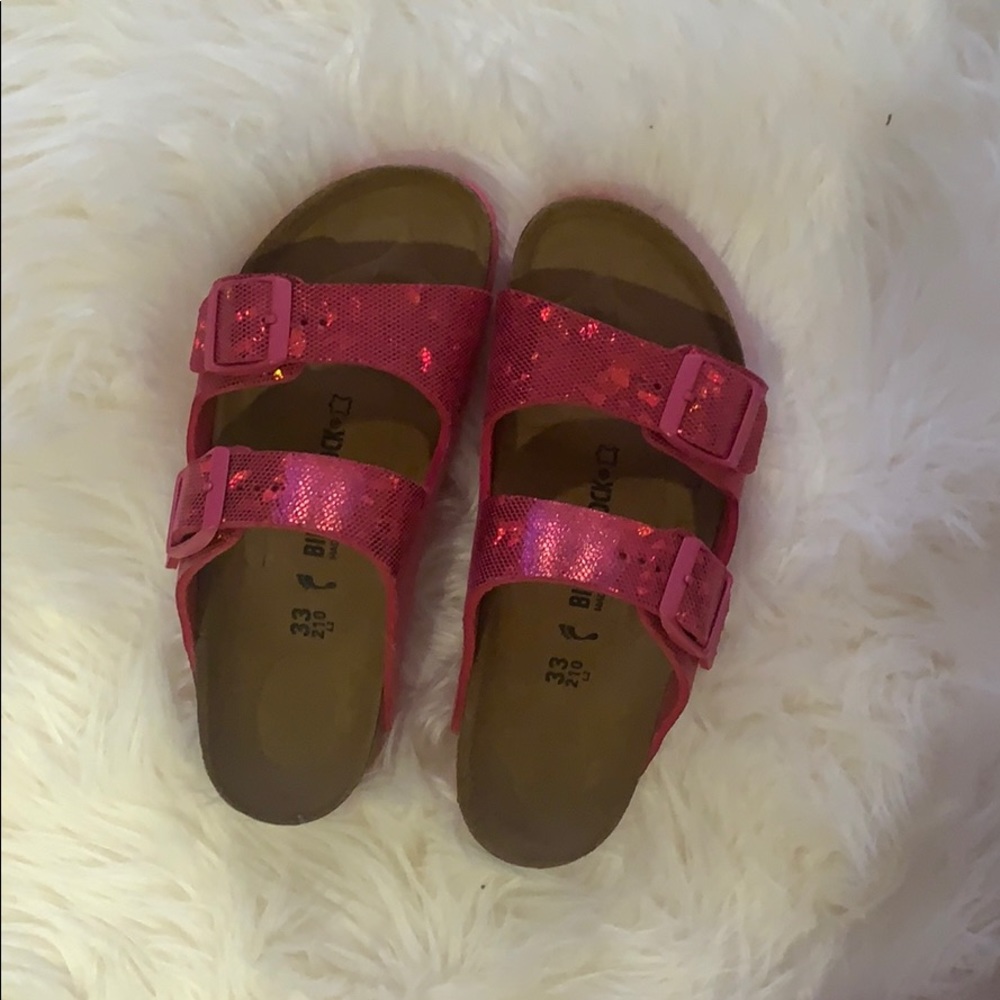 kids pink sparkly Birkenstocks